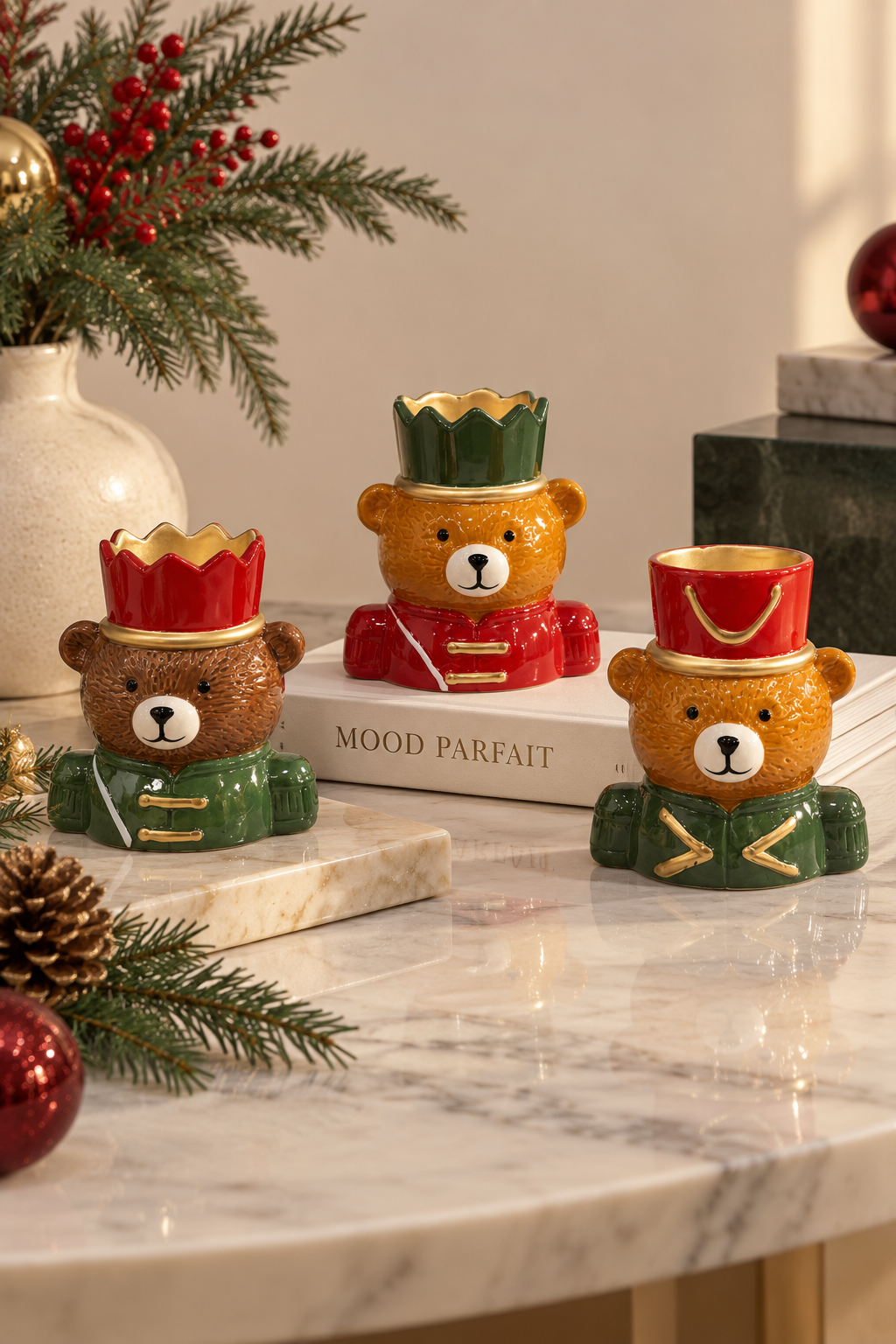 Christmas Bear Candle Holders ( Set of 3 )