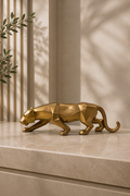 Geometric Golden Panther Sculpture