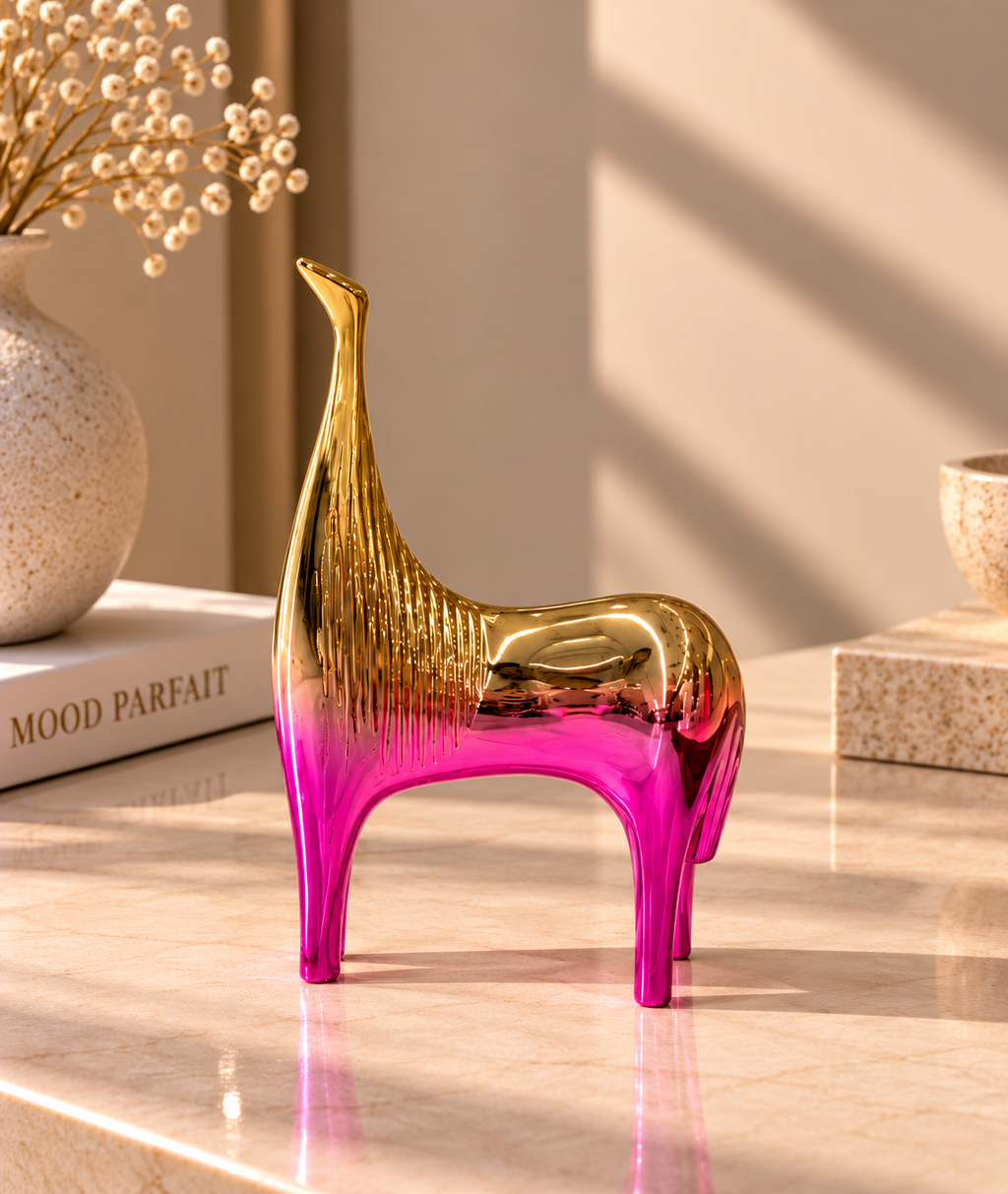 Gold & Pink Decorative Sculptures ( Set of 2 )