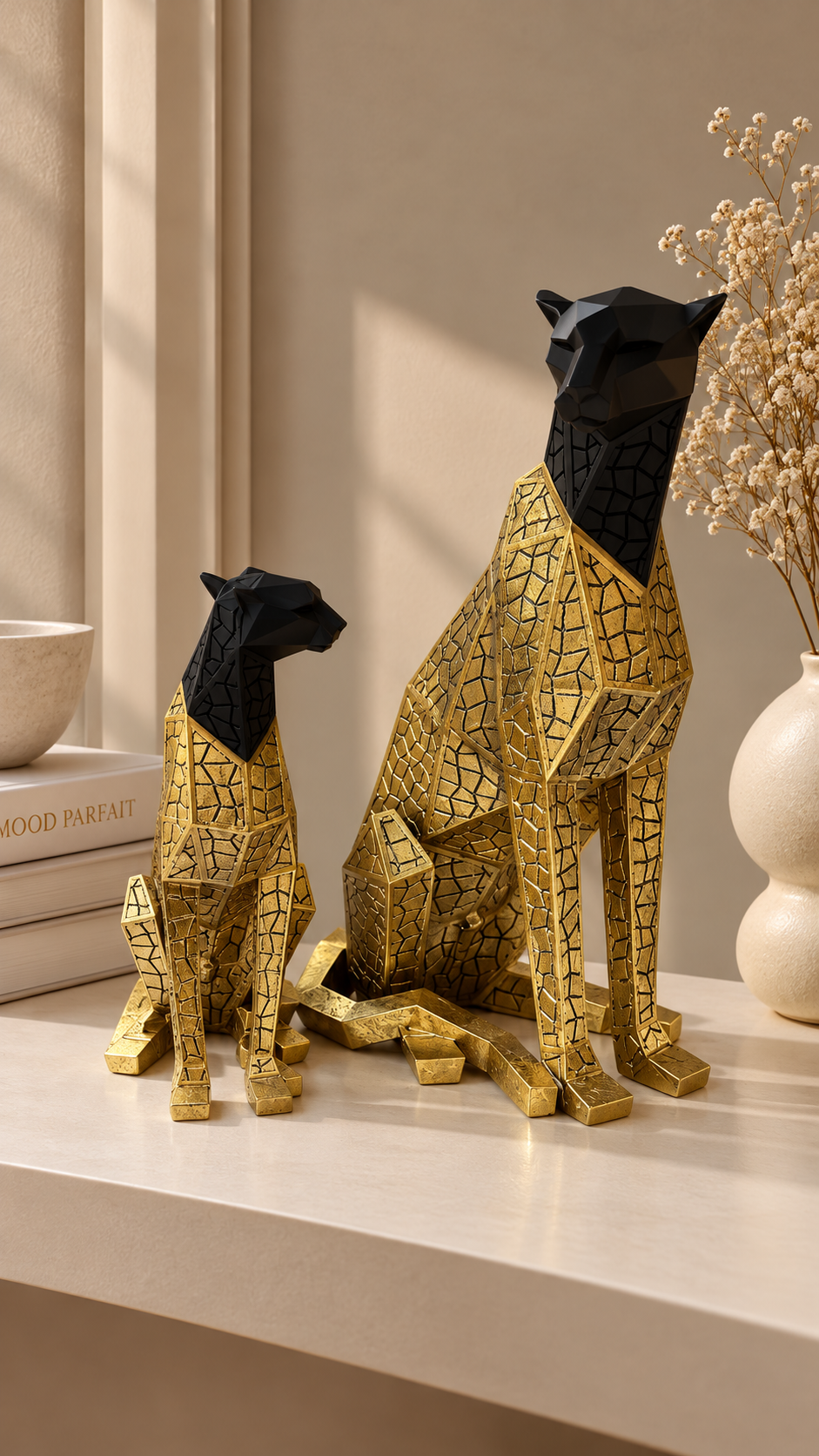 Black & Gold Panther Sculptures