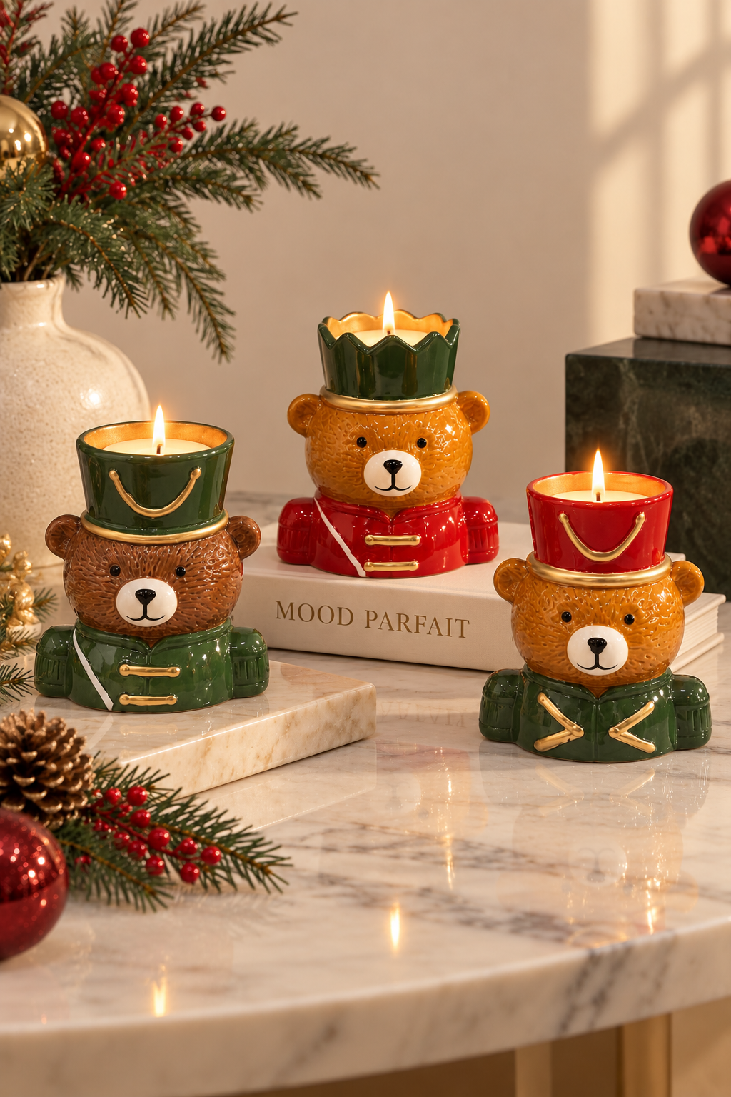 Christmas Bear Candle Holders ( Set of 3 )