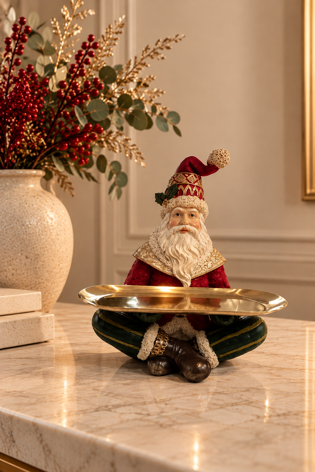 Santa Claus Gold Serving Tray