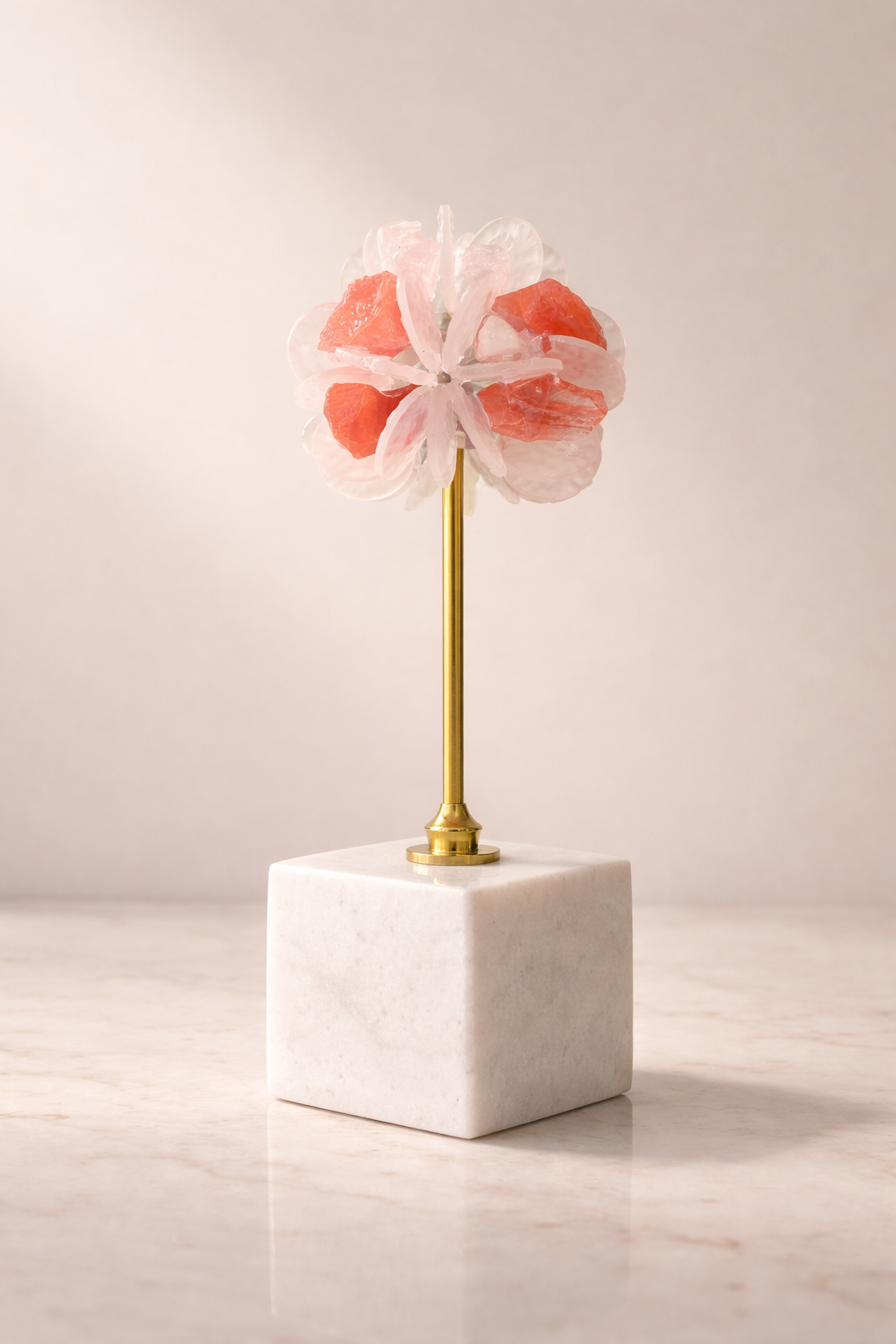 Crystal Flower Decor Marble Base