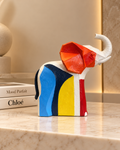 Colorful Geometric Elephant Sculpture
