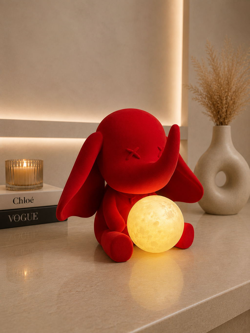 Velvet Elephant Moon Lamp