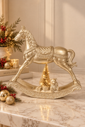 Golden Christmas Rocking Horse with LED Lights