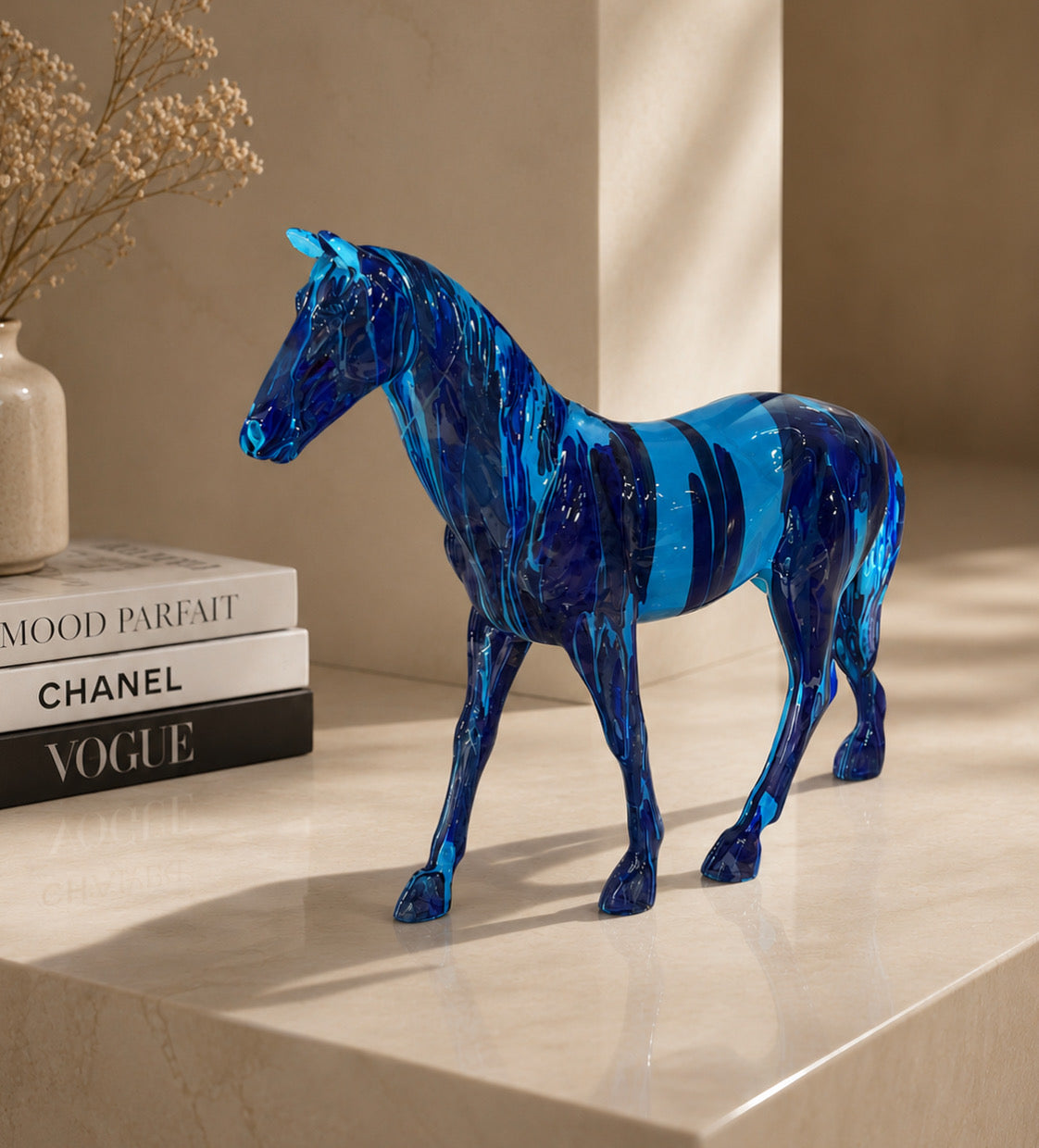 Blue Art Horse Sculpture