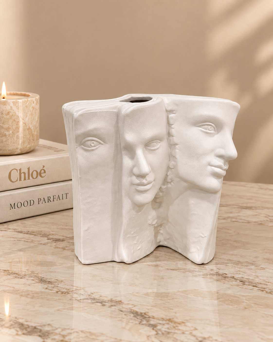 Sculpted Faces Vase