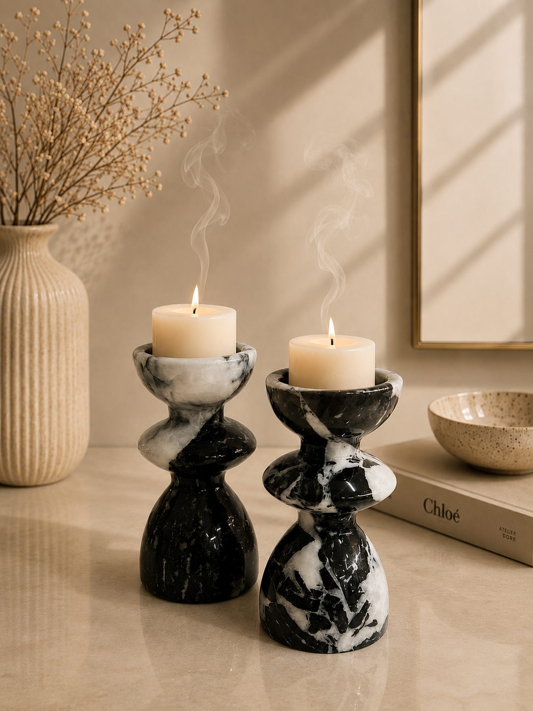 Marble Candle Holder ( 1 Piece )