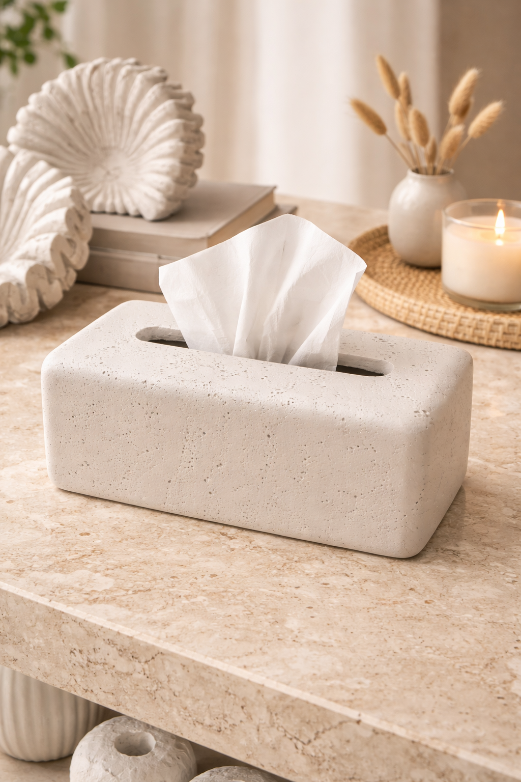 Textured stone tissue Box