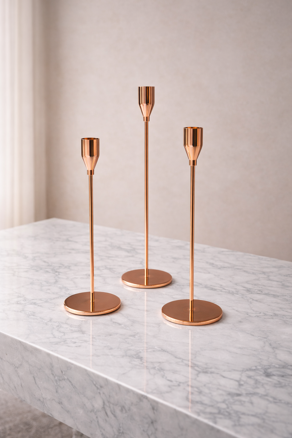 Rose Gold candle holder Set