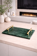 Marble Tray with Gold Handles