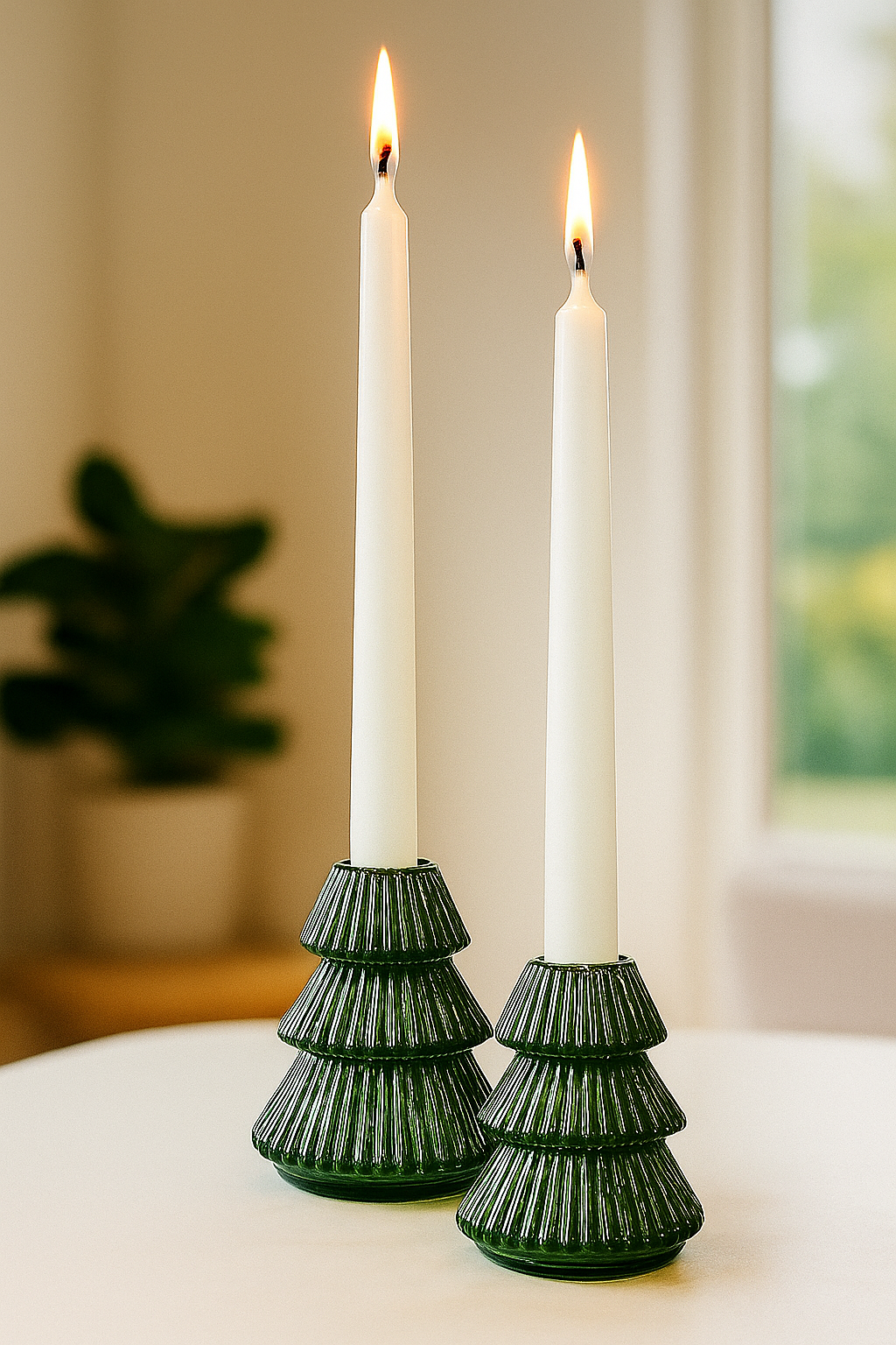 Green Christmas Tree Candle Holder